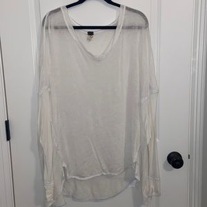 We the Free L sheer white tunic top